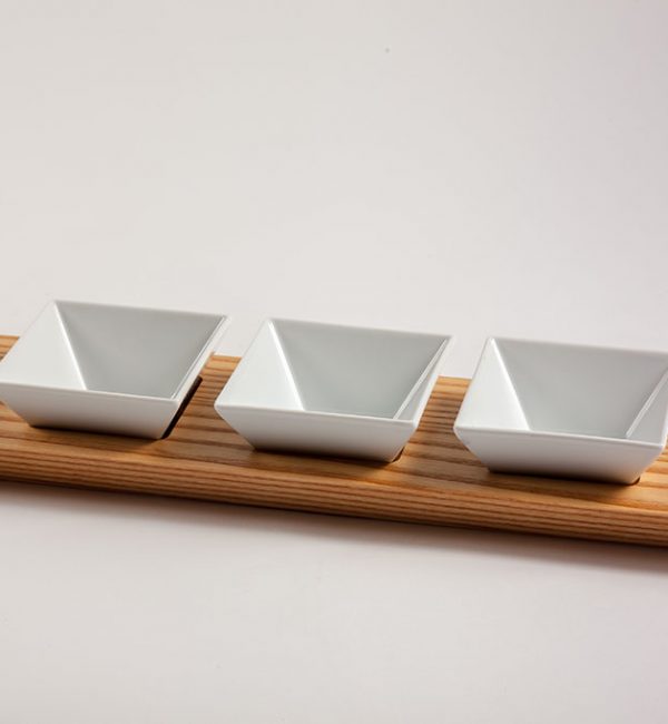 restaurant appetizer serving trays in wood