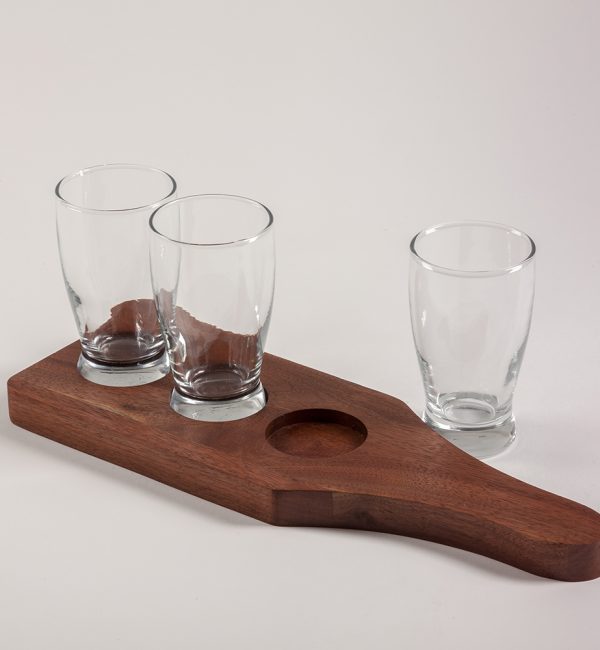 personalized beer flight set shown with empty glasses