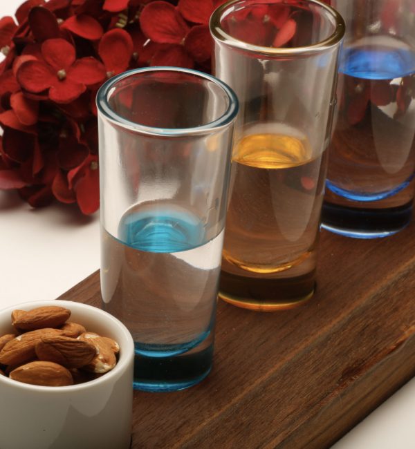 wooden tequila flight holders